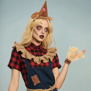 Pafu Suministros <span class=keywords><strong>de</strong></span> Halloween, Set <span class=keywords><strong>de</strong></span> 3 Piezas: Sombrero <span class=keywords><strong>de</strong></span> Paja, Puños y Collar, Accesorios <span class=keywords><strong>de</strong></span> Disfraz <span class=keywords><strong>de</strong></span> <span class=keywords><strong>Espantapájaros</strong></span> para Festival, Granja y Cosplay - Product Image 3