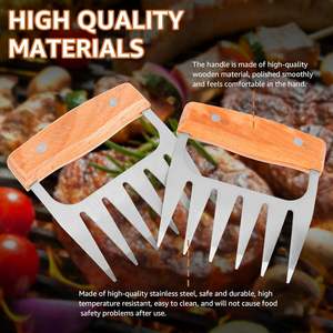 Garra Desmenuzadora de Carne de Acero Inoxidable con Mango de Madera, Accesorios para Barbacoa y Camping al Aire Libre - Product Image 3