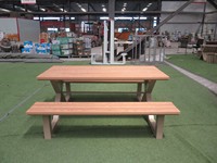 Table de pique-nique d'extérieur, table de jardin, table de terrasse, table de loisirs tout-en-un en composite bois-plastique pour jardin et parc