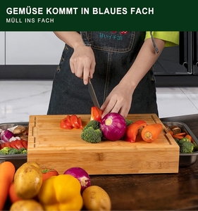 Tabla de cortar con cepillo, tabla de cortar de bambú con 3 bandejas de migas de acero inoxidable - Product Image 2