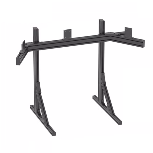 Aluminum Extrusion Sim Racing Rig with Integrated Triple Monitor Stand Simulator Cockpit