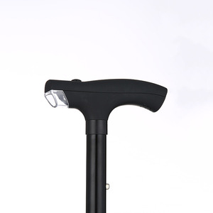 Collapsible Aluminum Alloy <b>Walking</b> <b>Stick</b> With Light Black 4 Section Telescopic For Elderly Portable Hiking Poles - Product Image 2