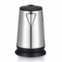 Bouilloire RAF R.7300 en acier inoxydable 2,0 L 1500 W avec indicateur de niveau d'eau visible, ébullition rapide, sans fil, base rotative à 360° pour cuisine et bureau