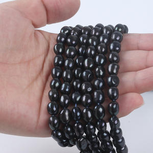 Perles d'eau douce naturelles Zhuji en gros, 8-9 mm, noires, trou droit, double face, légères, accessoires de bijoux DIY, semi-finies - Product Image 5