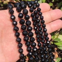 Vente en gros 7.5 ''perles de pierres précieuses tourmaline noire à facettes naturelles 6/8/mm pour la fabrication de bracelets et de colliers
