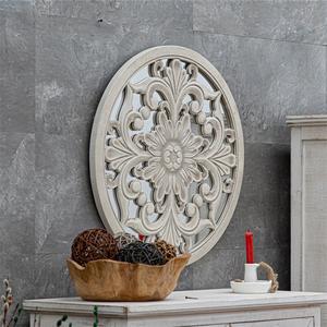 Décoration murale rustique pour la maison : Panneaux ronds décoratifs en MDF blanc vieilli, faits à la main, pour salon - Product Image 3