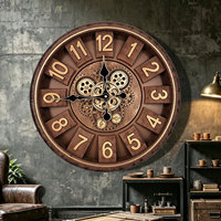 Jam Dinding Mewah Arab Antik Warna Coklat Perunggu Emas 18 Inci untuk Dekorasi Rumah, Jam Jarum Quartz Satu Sisi CE