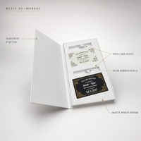 Boîte à cartes VIP portable haut de gamme FUSSEN, écologique, avec fermeture magnétique, insert personnalisé blanc pour la présentation de cartes de membre de luxe