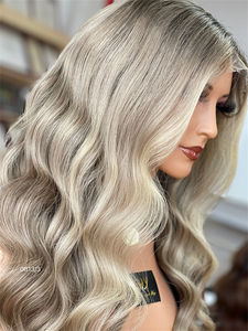 SHY 2024 alta calidad europeo crudo Balayage peluca cuerpo onda Ombre Color con pelo de bebé longitud larga encaje transparente para mujeres - Product Image 4