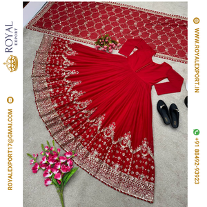 Vestido Georgette de imitación bellamente diseñado con Secuencia de trabajo Dupatta - Product Image 4