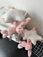Peluche Lapin Rose à Volants avec Anneau de Tirage, 27 cm, en Coton PP, Douce et Confortable, Cadeau d'Anniversaire pour Bébé, Vente en Gros