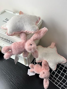 Grosir Boneka Kelinci Pink Bergaya dengan Rumbai dan Cincin Tarik, Panjang 27cm, Mainan Boneka Lembut, Hadiah Ulang Tahun Bayi - Product Image 6