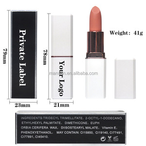 Private Label Cosmetics White Tube Lip Makeup Custom Cream Waterproof Nude Matte Lipstick - Product Image 5