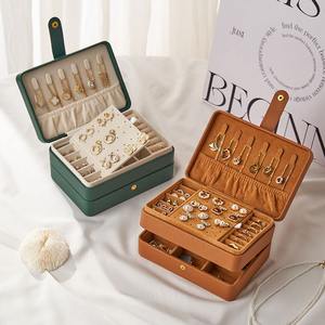 New Arrival Rectangular 2-Layer <b>Lockable</b> Jewelry Storage Gift <b>Box</b> Simple Modern Waterproof PU Leather Velvet Custom Logo - Product Image 2