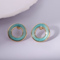 Boucles d'oreilles clous tendance pour femmes NYH, style rétro minimaliste, accessoires géométriques simples, plaqué or, effet goutte d'huile