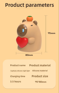 ไฟกลางคืน LED ลายการ์ตูนคาปิบาร่าน่ารัก, ดีไซน์มินิโมเดิร์นแบบ USB, ควบคุมการหรี่แสงด้วยระบบสัมผัส, แสงสีขาวอบอุ่น, ค่า CRI สูง 90 ลูเมน/วัตต์, ซิลิโคน - Product Image 4