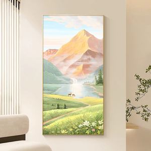 2025 nuevo estilo <span class=keywords><strong>Rural</strong></span> montaña cristal porcelana pinturas verticales cuatro estaciones <span class=keywords><strong>paisaje</strong></span> decoración para el hogar estilo de campo - Product Image 1