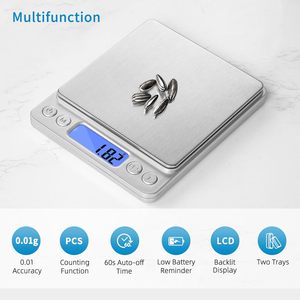 0.1g 1kg/<b>2kg</b>/3kg/500g Personal Mini Kitchen Scale LCD Display Battery Powered ABS/Stainless Steel 12-Month Warranty Scale Tray - Product Image 4