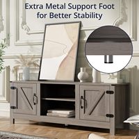 Support de télévision moderne de ferme pour centre de divertissement TV de 55/60 pouces avec étagère réglable Double portes de grange Salon Chambre à coucher
