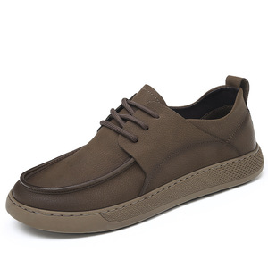 Chaussures bateau décontractées pour hommes à lacets, bout rond, couleur unie, tige en PU, semelle extérieure en caoutchouc, semelle intermédiaire en EVA, amorties, toutes saisons - Product Image 4