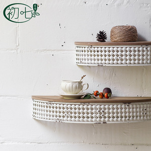 Estante ovalado de pared Yan Yujia, combinación de hierro y madera, estilo envejecido, para utensilios de cocina - Product Image 4