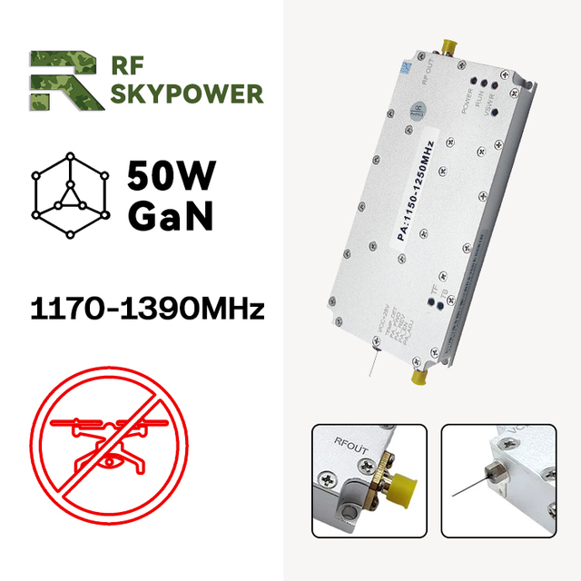 Instant Bandwidth 50W GaN L Band 1170-1390MHz Module GPS Satellite Positioning/Beidou for Border Security Wireless Rf Amplifier