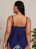 King Young Casual Tallas grandes Cuello en V Loral & Leaf Print Sujetador inalámbrico Cintura alta Bikini Trajes de baño Lady Designer