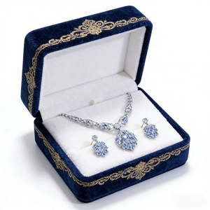 طقم قلادة من قطعتين بتصميم طاووس أبيض نقي للجنسين، هدية للخطوبة/الزفاف/الذكرى السنوية والحفلات - Product Image 6