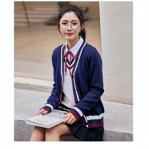 Suéter Cárdigan Preppy Nuevo <span class=keywords><strong>de</strong></span> Otoño/Invierno, Cuello en V, Accesorios para <span class=keywords><strong>Uniforme</strong></span> Escolar, Prenda <span class=keywords><strong>de</strong></span> Punto <span class=keywords><strong>de</strong></span> Poliéster, Unisex, para Maestros - Product Image 3