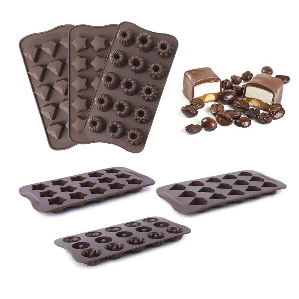 Stampi per utensili da cucina all'ingrosso a forma di diamante stampi per cioccolato 3D stampi per cioccolato in silicone personalizzati in policarbonato