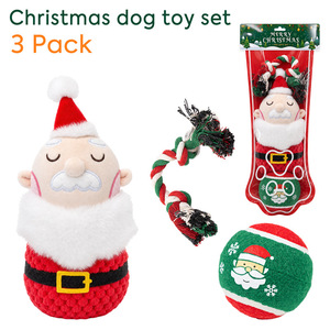 Nouvel ensemble de jouets pour <span class=keywords><strong>chien</strong></span> en coton de luxe à thème de Noël, avec <span class=keywords><strong>jouet</strong></span> à mâcher silencieux pour un usage quotidien et pour soulager l'ennui - Product Image 1