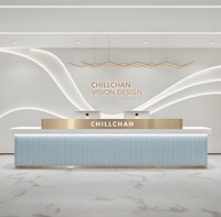Mostrador de Servicio CR200 en Forma de I, Estilo Moderno, Madera MDF, Contorno Ondulado, Mostrador de Bienvenida para Vestíbulo de Hotel y Centro de Spa