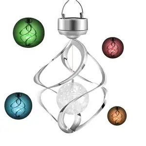 Outdoor Waterproof Decoration Hanging Garden LED Color changing Solar Spiral Spinner Lamp Wind Chime lights for window