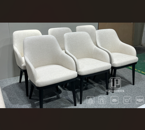 Direct Sale Modern Living Room <b>Dining</b> <b>Chair</b> Solid Wood Construction White Fabric <b>Dining</b> <b>Chair</b> Backrest Fabric Leisure <b>Chair</b> - Product Image 1