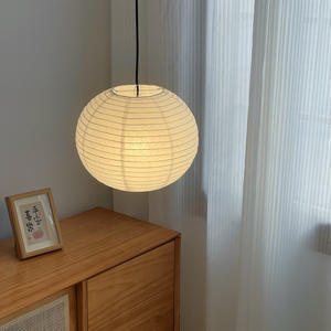 Lampe suspendue <span class=keywords><strong>en</strong></span> <span class=keywords><strong>papier</strong></span> de riz blanc à la vente chaude, style wabi-sabi, lampe suspendue pour chambre à coucher, style <span class=keywords><strong>japonais</strong></span> rétro, salon, restaurant, <span class=keywords><strong>lustre</strong></span> rond - Product Image 3