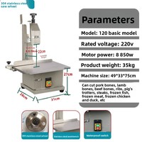 Scie à viande et à os automatique WF, en acier inoxydable 304, haute efficacité, usage commercial pour restaurants et aliments surgelés