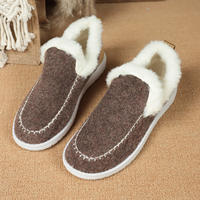 Chaussons pour femmes doublés de fausse fourrure, style mocassin, à enfiler, chauds pour l'hiver, noir, gris, bleu
