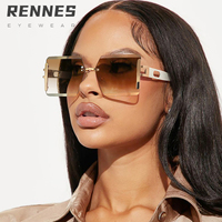 Lunettes de soleil unisexes de haute qualité Rennes, sans monture, dégradées, carrées, pour l'extérieur, protection UV400, TyjR90030, tendance street style, très prisées