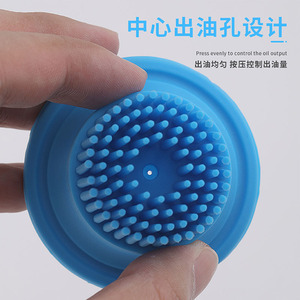 Pinceau à huile en silicone avec capuchon à bouton-poussoir, pour la cuisson, le barbecue, réutilisable, bleu - Product Image 4
