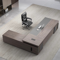 Bureau de direction moderne haut de gamme avec chaise en bois, combinaison de mobilier de bureau simple, fabricant chinois