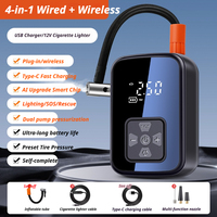 Compresseur d'air sans fil double alimentation avec câble de 3 m pour voiture, démarreur de batterie avec batterie externe et lumière SOS