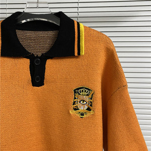 Maglione Polo Corto da Uomo con Colletto a Contrasto e Logo Ricamato Jacquard a Cinque Colori - Vendita all'Ingrosso - Product Image 5