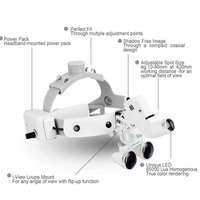 Lampe frontale dentaire portable 5W avec loupe grossissante 2,5x/3,5x réglable, otoscope, loupe chirurgicale