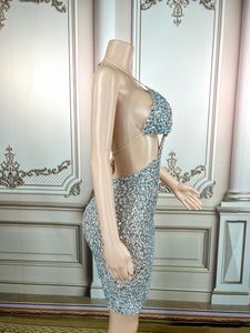 闪亮露背水钻紧身宴会晚礼服生日派对舞会礼服女性性感迷你夜总会礼服 - Product Image 3