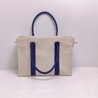 Sac à main bandoulière de luxe personnalisé en toile pour femme, sac fourre-tout en toile avec garniture de sangle marine, grande capacité, sacs fourre-tout en toile imperméables avec poignée