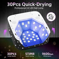 Lampe à ongles UV LED rechargeable de haute qualité, 30 LED, séchoir automatique pour vernis gel, grand écran tactile LCD, professionnelle et intelligente