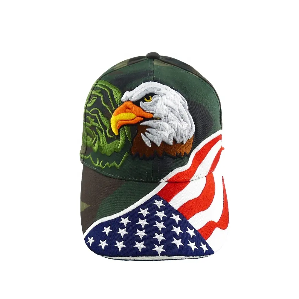 유행 사용자 정의 위장 야구 모자 자수 로고 스포츠 모자 미국 국기 Gorras 디자인 자신의 로고 조절 빈 모자