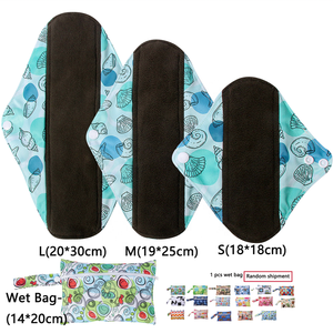 Siêu Thấm Tre Than Có Thể Giặt Người Phụ Nữ Vệ Sinh <span class=keywords><strong>Pad</strong></span> Leakproof Panty Lót Có Cánh Tái Sử Dụng Kinh Nguyệt <span class=keywords><strong>Pad</strong></span> Cho Không Kiểm Soát - Product Image 2