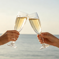 Luxe 160ml verticale geribbelde champagneflutes, vintage gegraveerd kristallen wijnglas met facetgeslepen steel, voor bruiloften