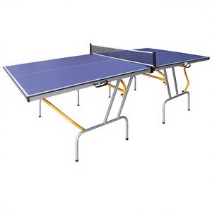 Table de ping-pong pliable portable de taille moyenne de 8 pieds avec roues de 100 mm et pieds de 50x50 mm pour usage intérieur, comprend 2 raquettes et 3 filets - Product Image 1